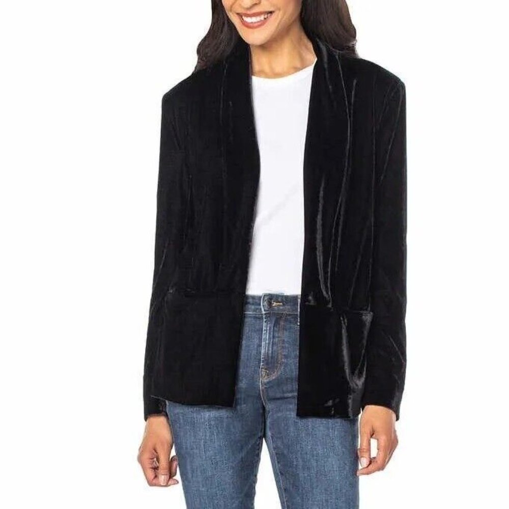 NWoT Well Worn Women's Velvet Long Sleeve Cardigan Black Size XL $80 FFF139